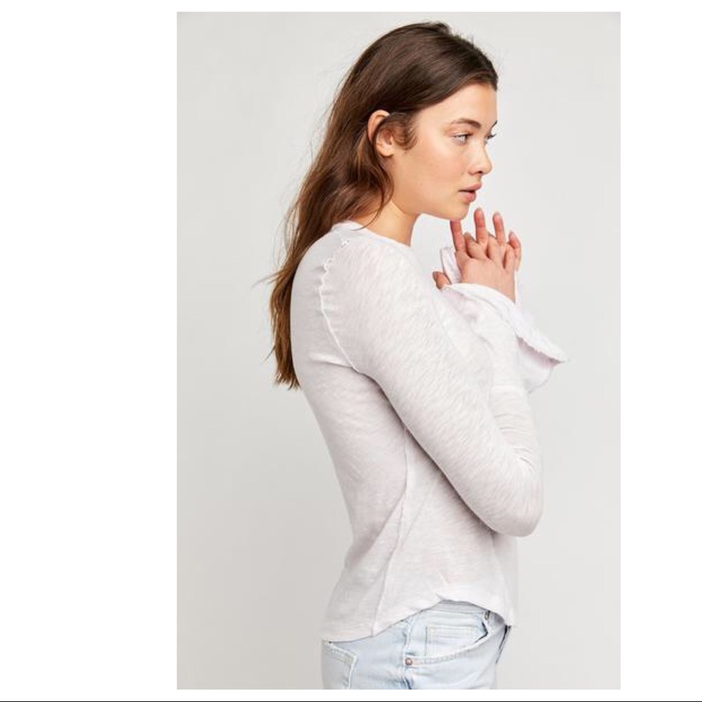 FREE PEOPLE BOHO TOP LONG SLEEVES KNIT PULLOVER LAYERING TEE A2C - Picture 8 of 11